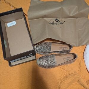 Patricia Nash Taupe Laser-Cut Espadrille Slip-Ons